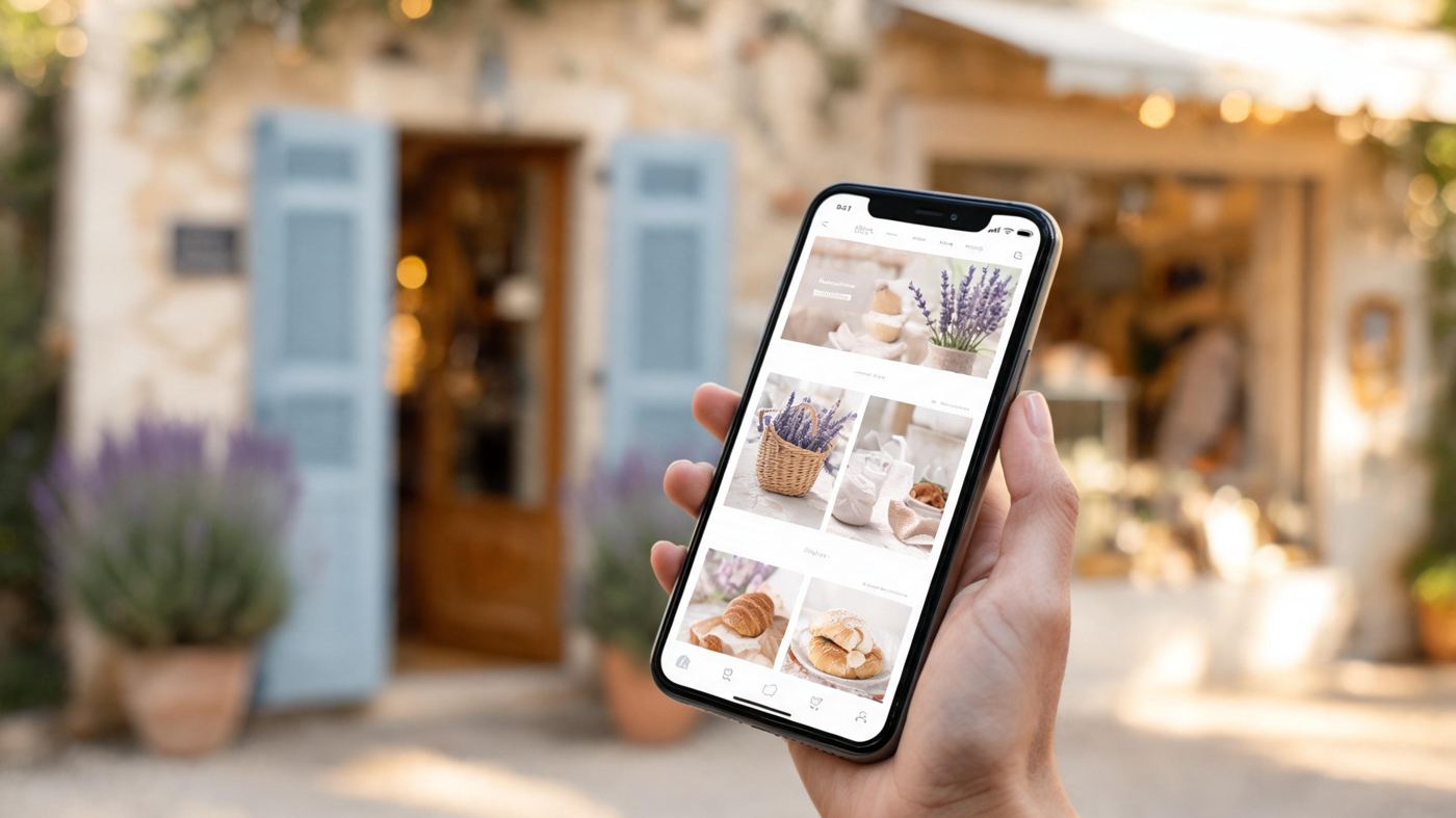 Le site d'une boutique provençale affiché sur un téléphone